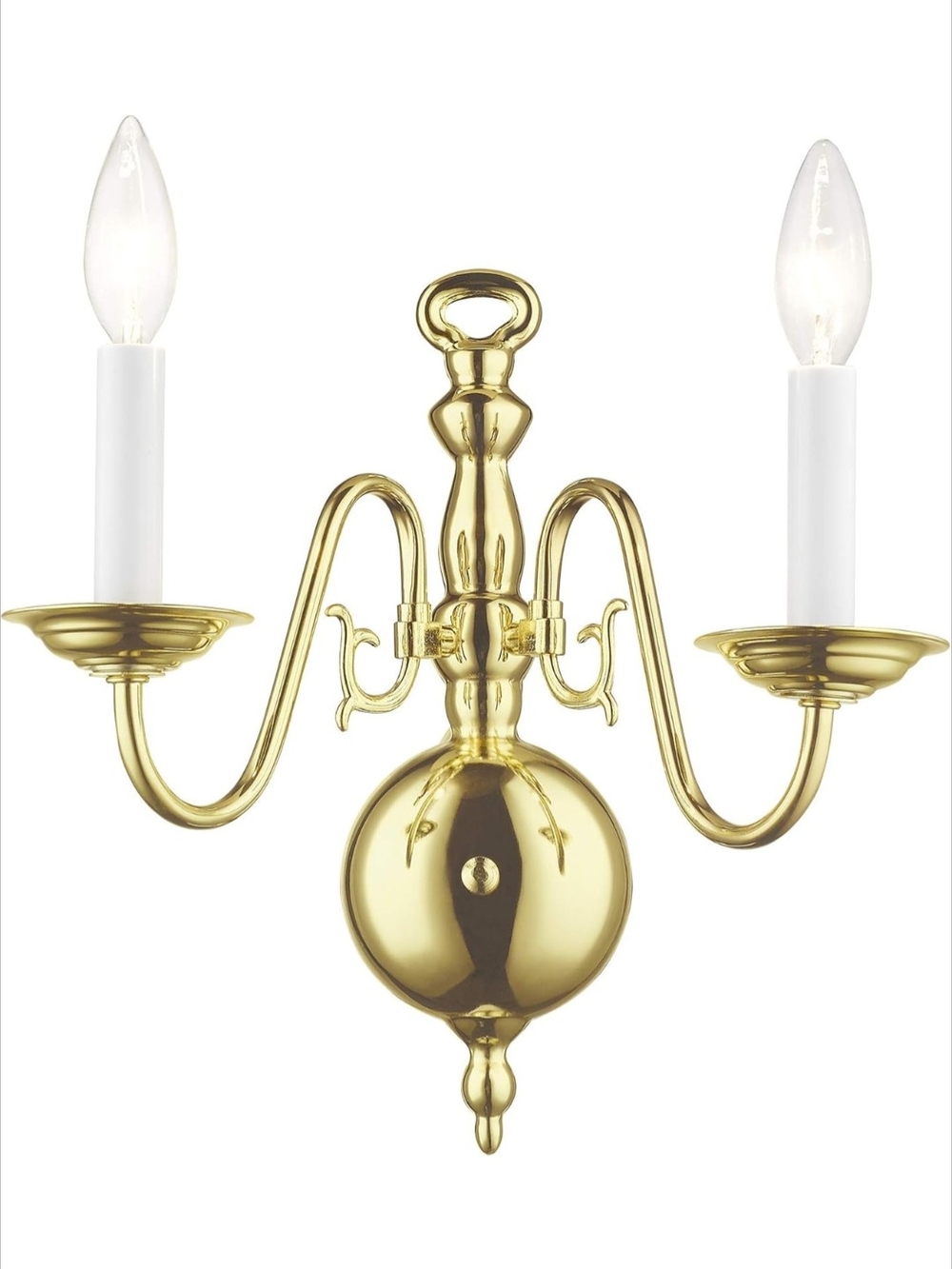 Polished Brass 2-Arm Wall Sconce